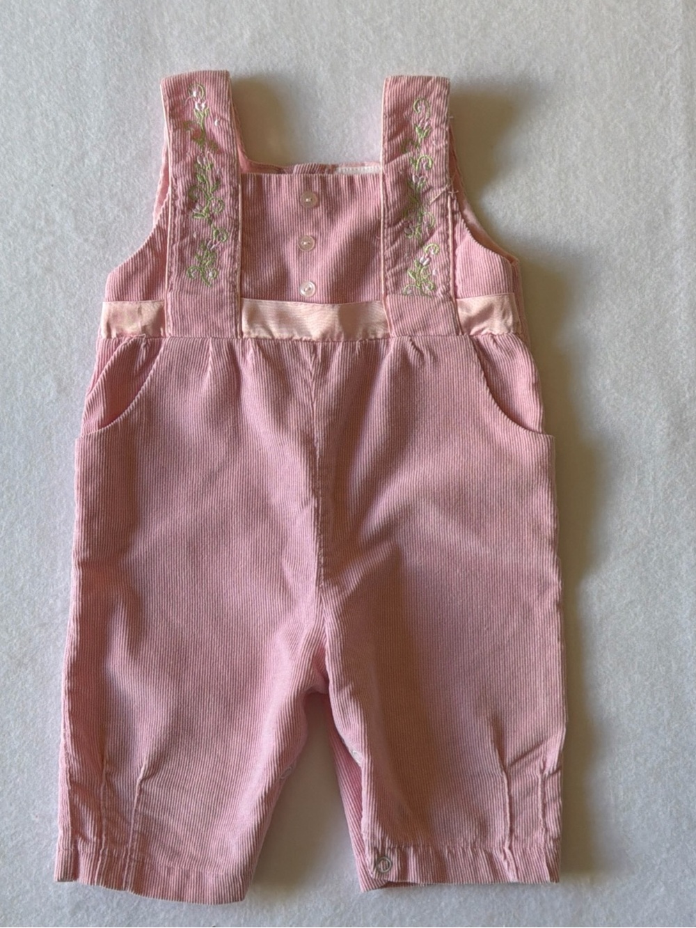 Pink Corduroy Embroidered Kids Overalls Size 3-6 Months